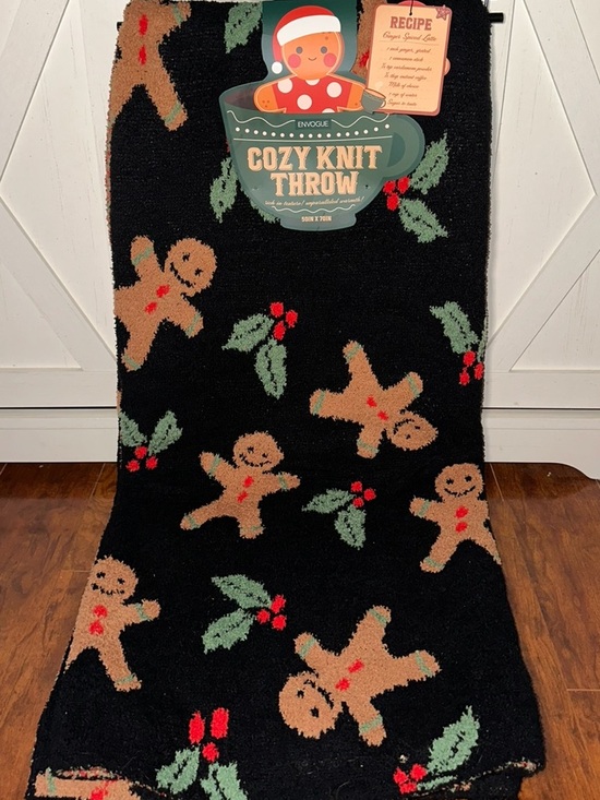 Other - Envogue Black Gingerbread Man Cozy Knit Throw Blanket